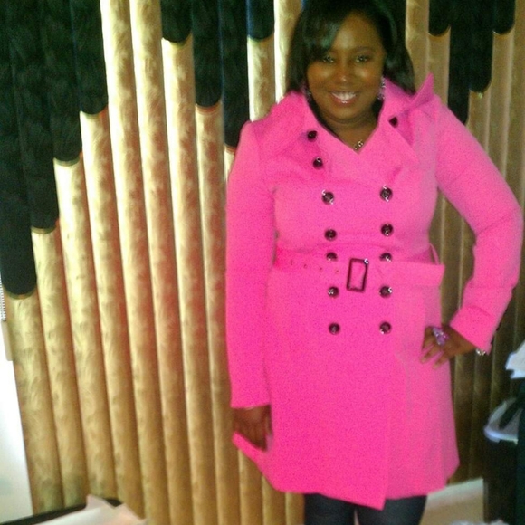 New York & Company Jackets & Coats Ny Company Large Hot Pink Belted